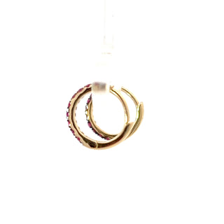 Pendientes tipo argolla/huggie/con bisagras de rubí de 0,25 quilates de oro amarillo de 10 quilates
