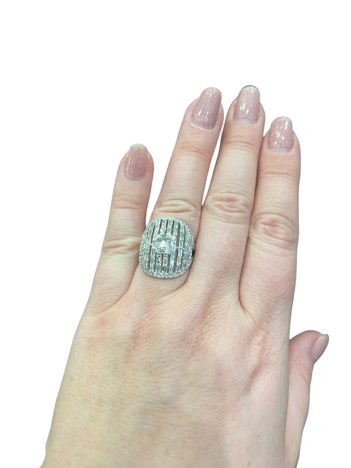 14K White Gold Diamond Ring - size 6.5