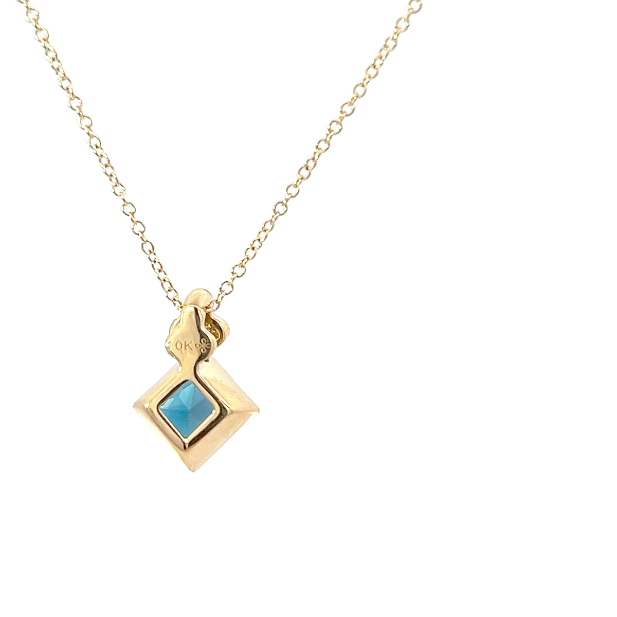 10K Yellow Gold London Blue Topaz and Diamond Necklace - 18 Inches