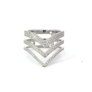 Anillo de diamantes en oro blanco de 14 quilates - talla 6,5