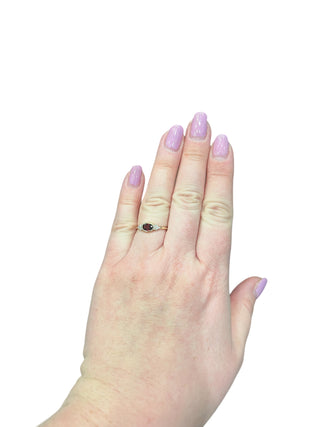 Tracking - 10K Yellow Gold 0.58cttw Genuine Garnet and 0.08cttw Diamond Ring