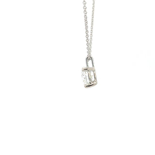 14K White Gold 2.11cttw Lab Grown Diamond Solitaire Necklace with Rolo Chain (Lobster Clasp) - Adjustable 16 - 18 Inches