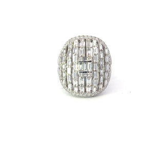 Anillo de diamantes en oro blanco de 14 quilates - talla 6,5