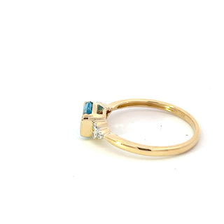 10K Yellow Gold 1.15cttw Swiss Blue Topaz and 0.03cttw Diamond Ring