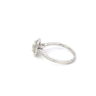 18K White Gold 0.95cttw Lab Grown Diamond Double Halo Engagement Ring
