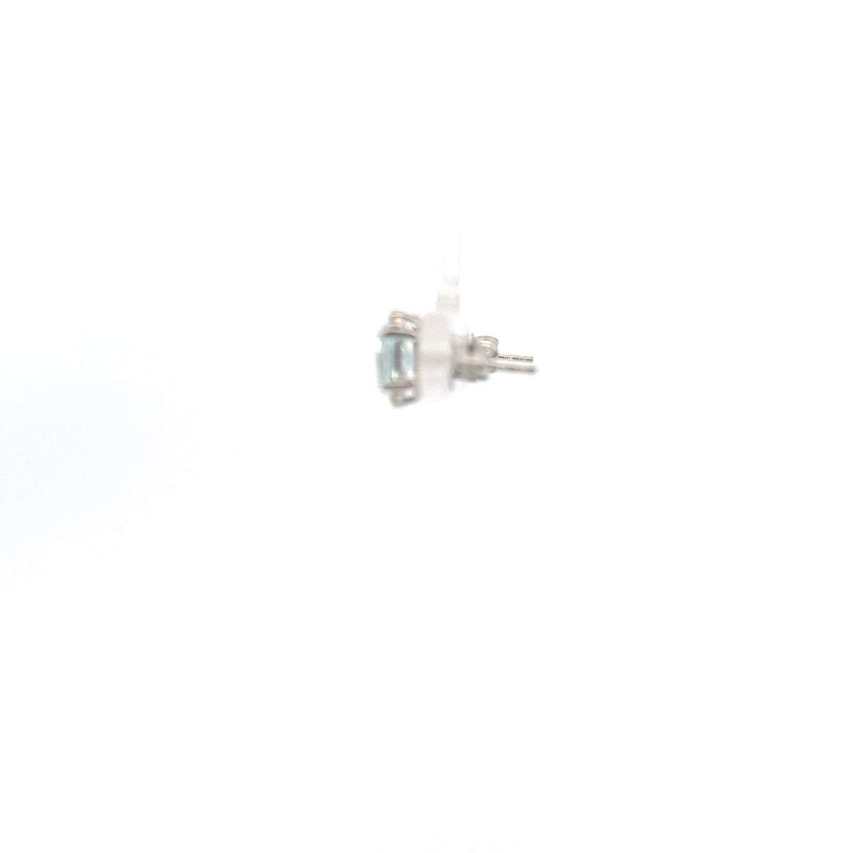 10K White Gold 0.80cttw Aquamarine and 0.05cttw Diamond Earrings with Butterfly Backs