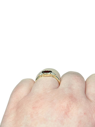 Tracking - 10K Yellow Gold 0.58cttw Genuine Garnet and 0.08cttw Diamond Ring