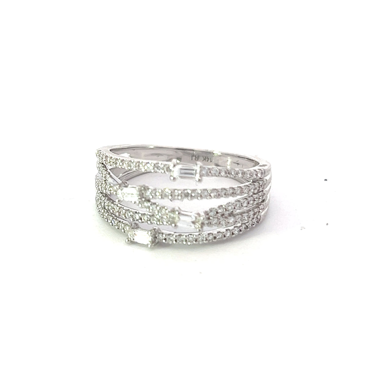 Anillo de diamantes en oro blanco de 14 quilates - talla 6,5