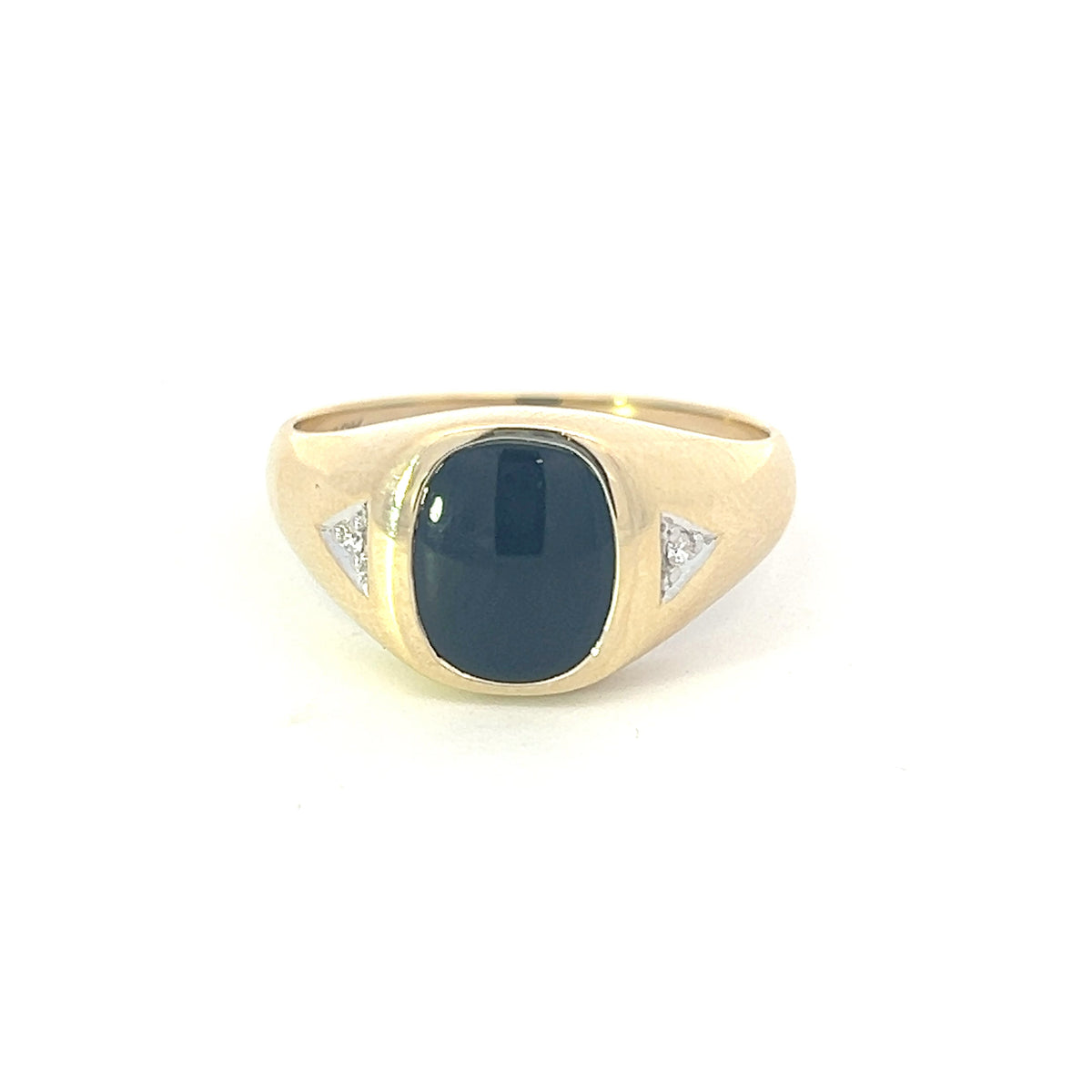 10K Yellow Gold Onyx and 0.02cttw Diamond Gents Ring, size 10