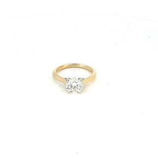 Anillo de oro amarillo de 14 quilates con diamantes de talla brillante redondos cultivados en laboratorio de 1,65 quilates