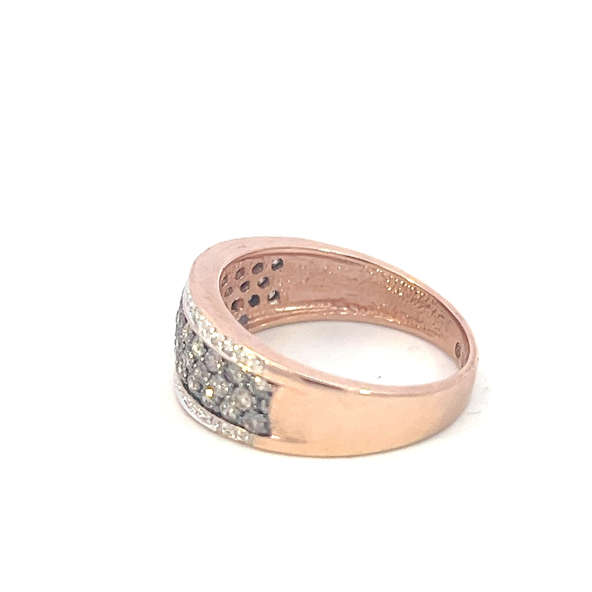 10K Rose Gold 0.65cttw Brown Diamond Ring with Black Rhodium Enhanced Top