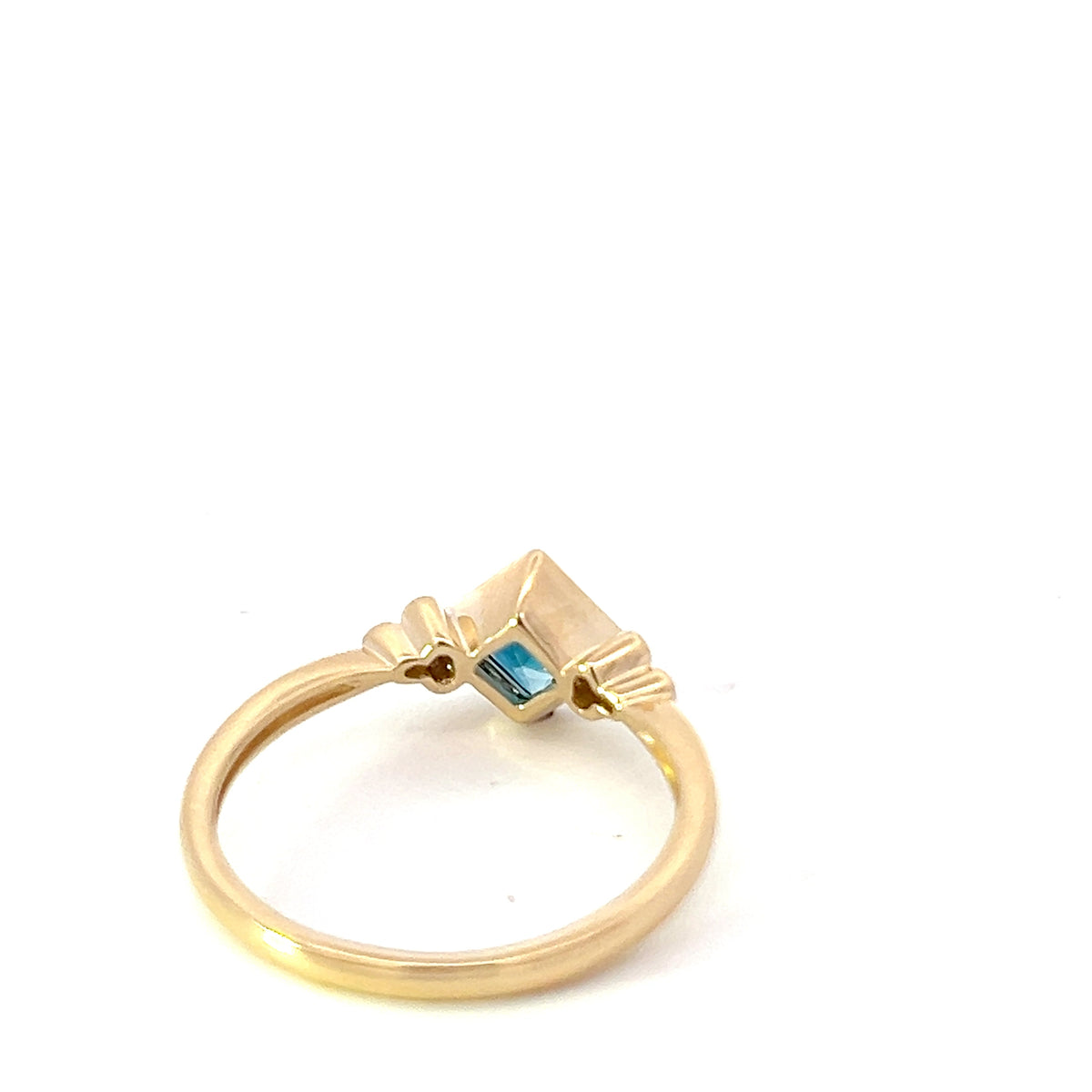 10K Yellow Gold London Blue Topaz and Diamond Ring, size 7