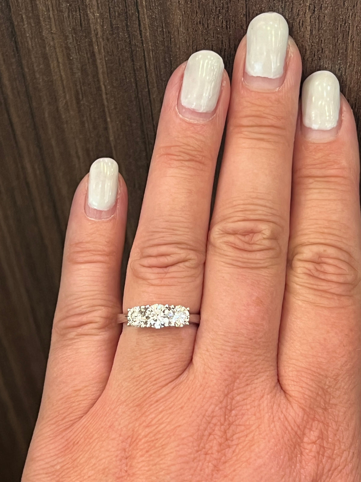 18K White Gold 1.25cttw Lab Grown Diamond 3 Stone Engagement Ring