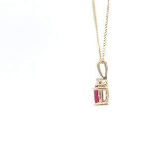 10K Yellow Gold Ruby and Diamond Necklace, 18"