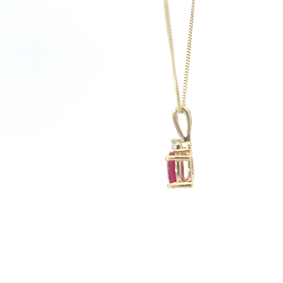 10K Yellow Gold Ruby and Diamond Necklace, 18&quot;