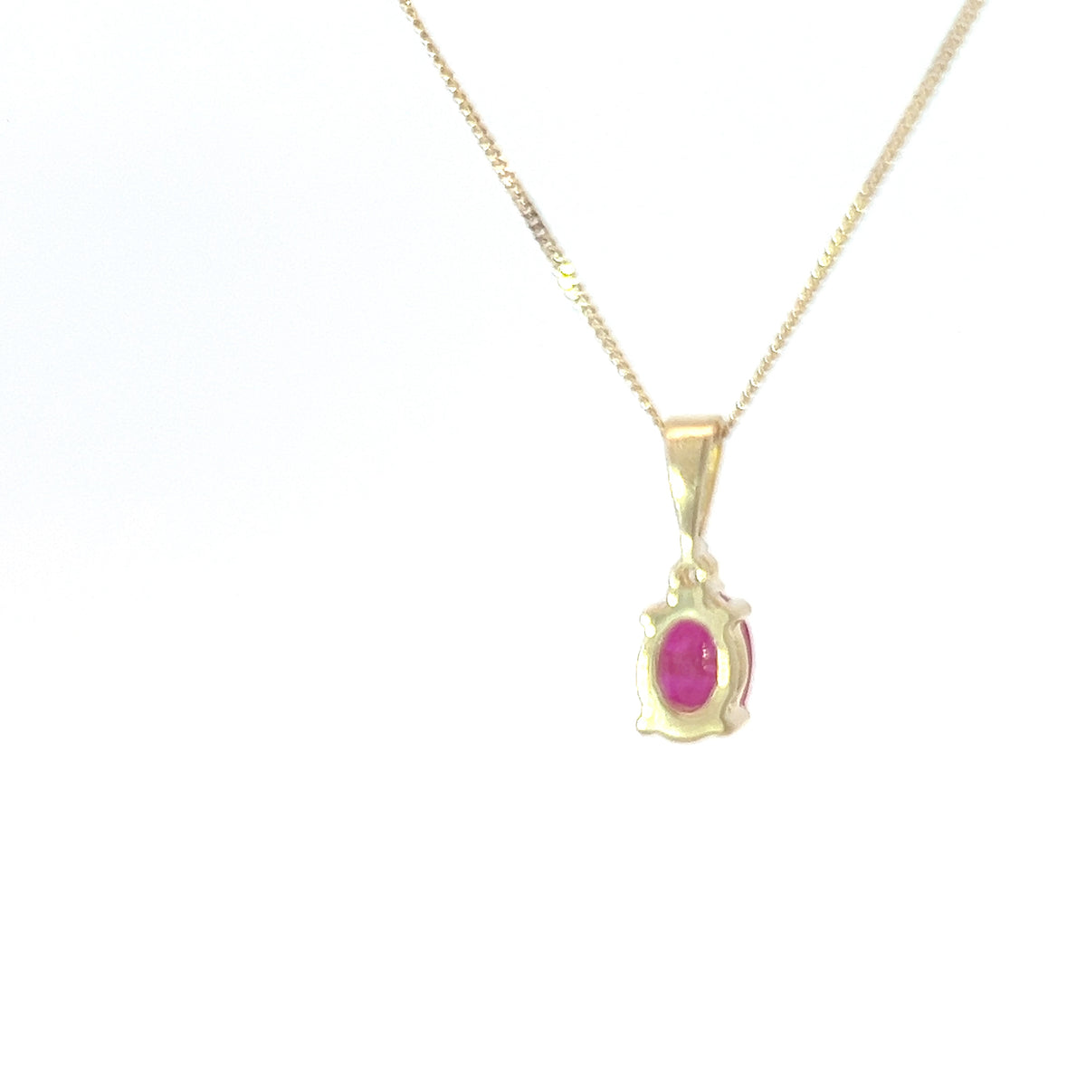 10K Yellow Gold Ruby and Diamond Necklace, 18&quot;