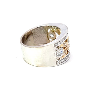 Anillo de diamantes canadienses de 0,72 quilates en oro blanco y amarillo de 14 quilates - talla 6,5