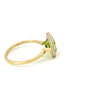 14K Yellow Gold Peridot and Diamond Ring