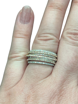 Anillo de diamantes en oro blanco y rosa de 14 quilates - talla 6,5