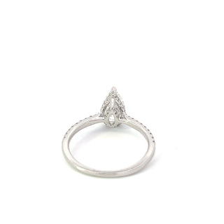18K White Gold 1.25cttw Pear Shape and Hidden Halo Lab Grown Diamond Engagement Ring