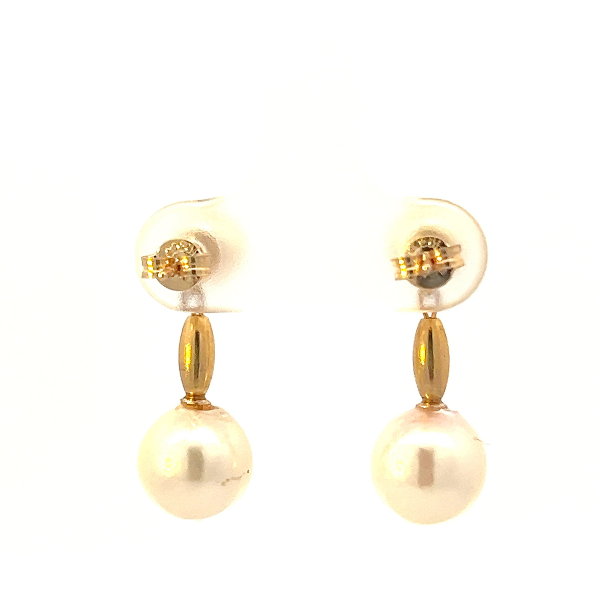 14K Yellow Gold Cultured Pearl Drop / Dangle Earrings with Butterfly Backs