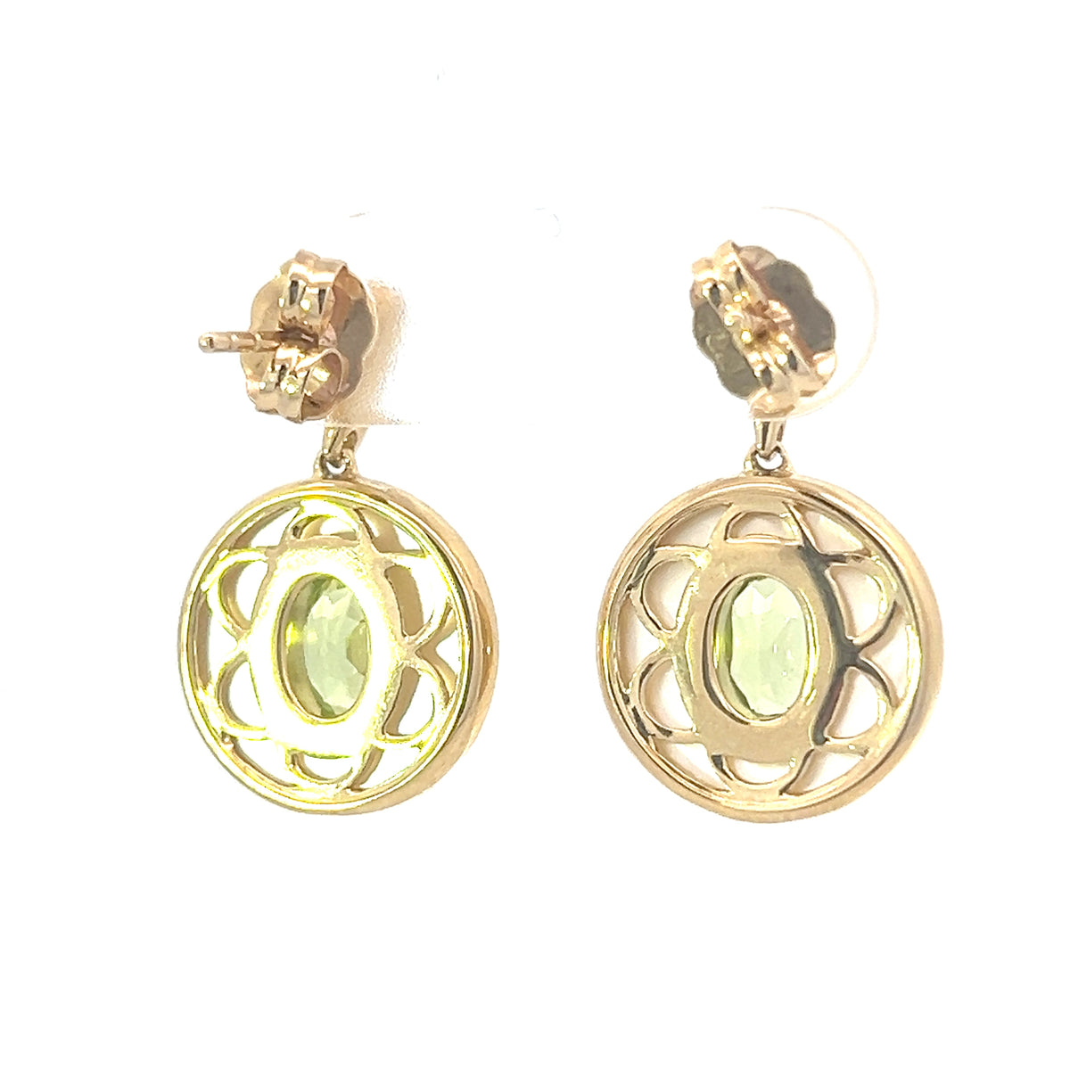 10K Yellow Gold Peridot and Mother of Pearl Earrings