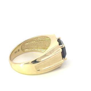 10K Yellow Gold Smokey Quartz and 0.016cttw Diamond Gents Ring, size 10