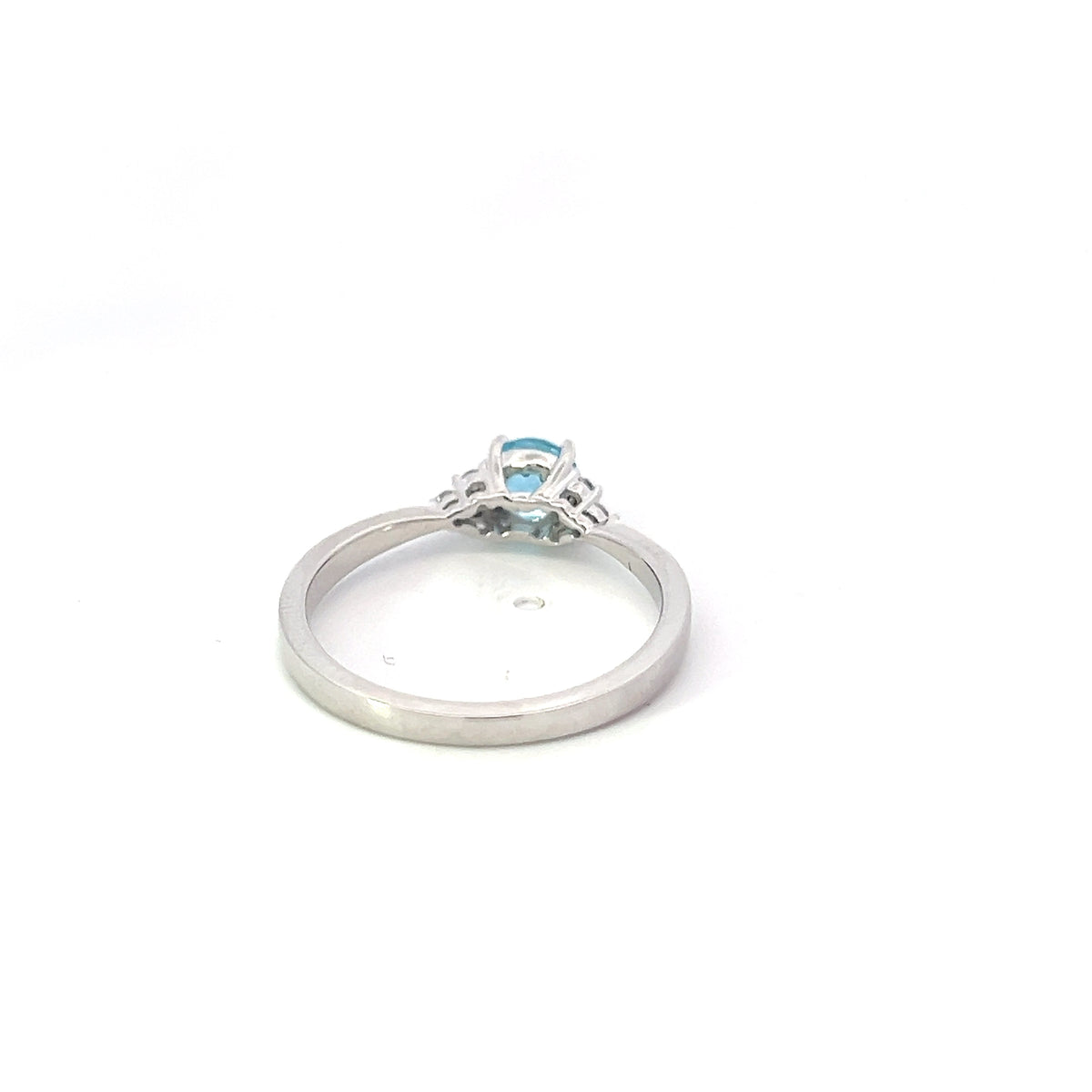 10K White Gold Blue Topaz and 0.06cttw Diamond Ring - Size 6