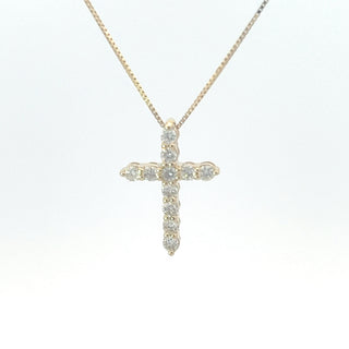 10K Yellow Gold 0.25 cttw Diamond Cross Pendant, 18"