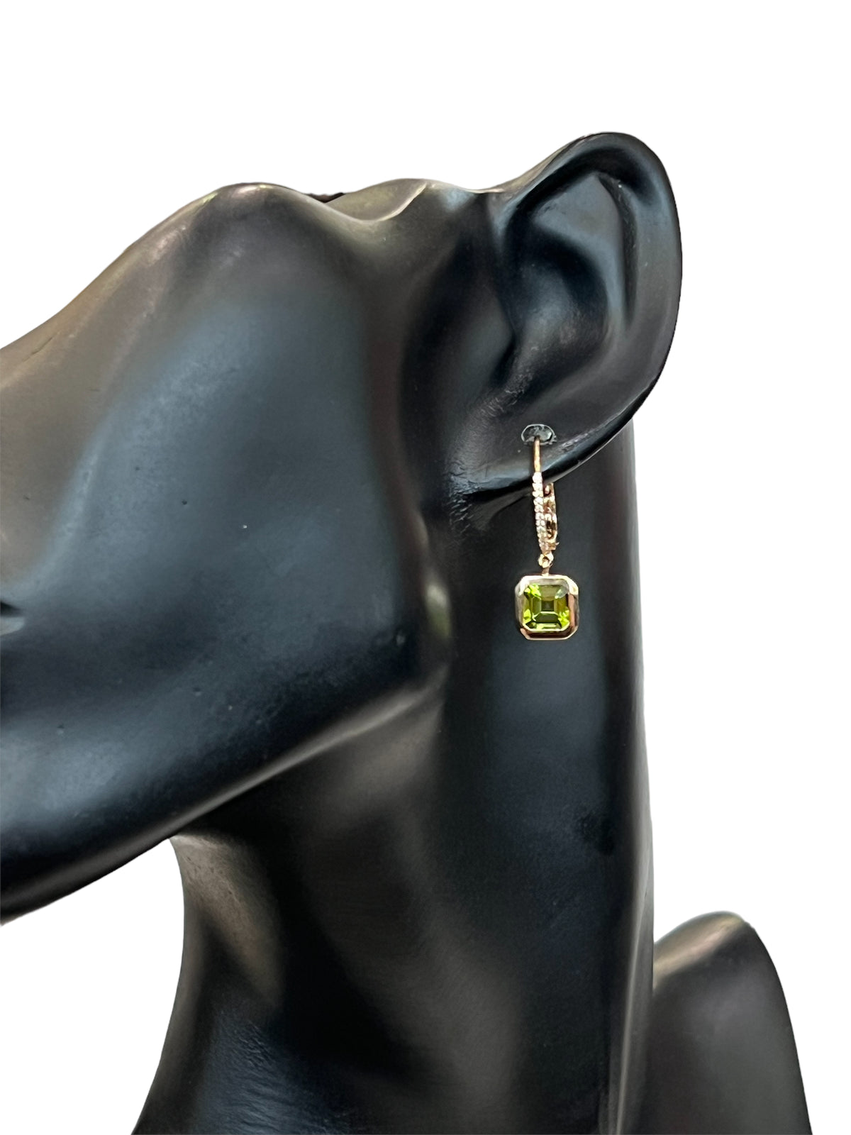 14K Yellow Gold Peridot and Diamond Earrings
