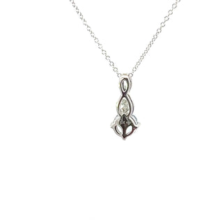 Colgante de oro blanco de 10 quilates con aguamarina de talla redonda de 5,0 mm y diamante de 0,01 quilates - 18"