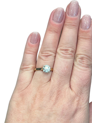 Anillo de oro amarillo de 14 quilates con diamantes de talla brillante redondos cultivados en laboratorio de 1,65 quilates