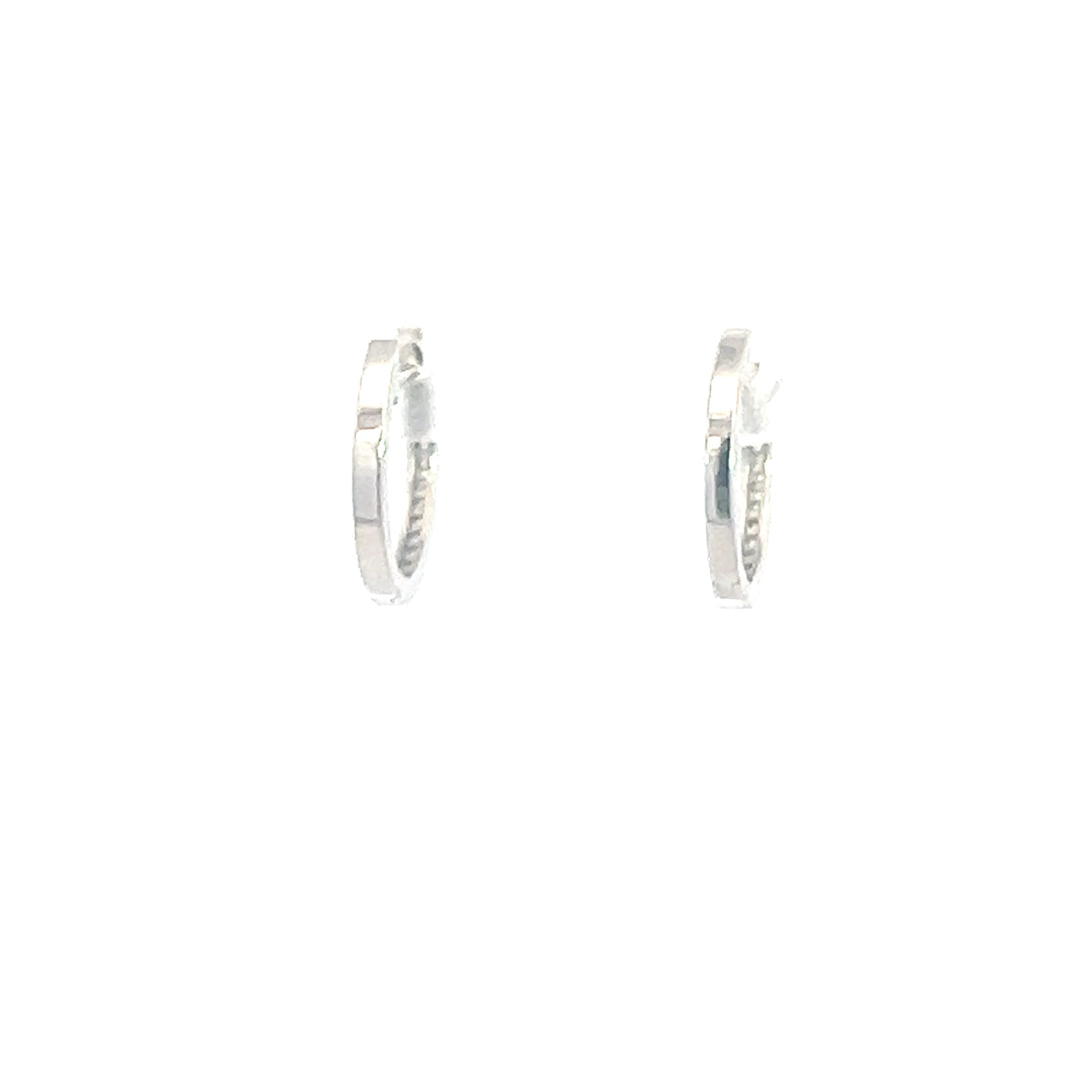 14K White Gold Cubic Zirconia Huggies - 15mm