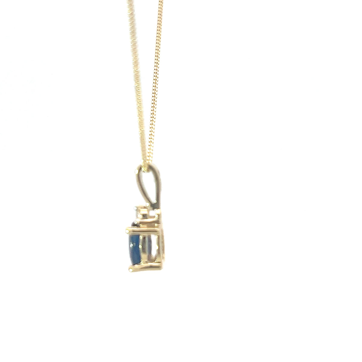 10K Yellow Gold Sapphire and Diamond Pendant - 18 inches