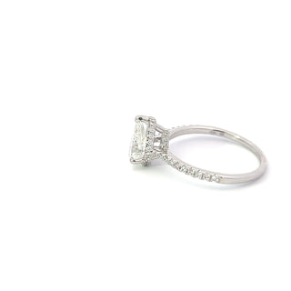 18K White Gold 1.25cttw Pear Shape and Hidden Halo Lab Grown Diamond Engagement Ring