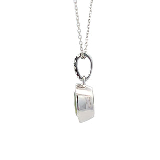 Collar de oro blanco de 14 quilates con peridoto de 1,35 quilates y diamantes de 0,06 quilates - 18 pulgadas