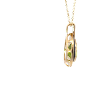 10K Yellow Gold Peridot and Diamond Pendant - 18 inches