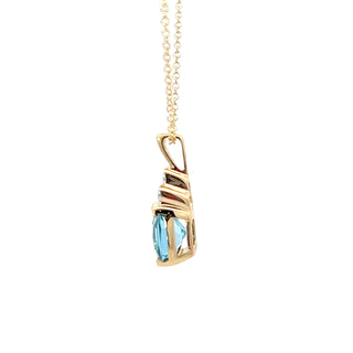 Colgante de diamantes y topacio azul suizo de oro amarillo de 10 quilates, 18 "