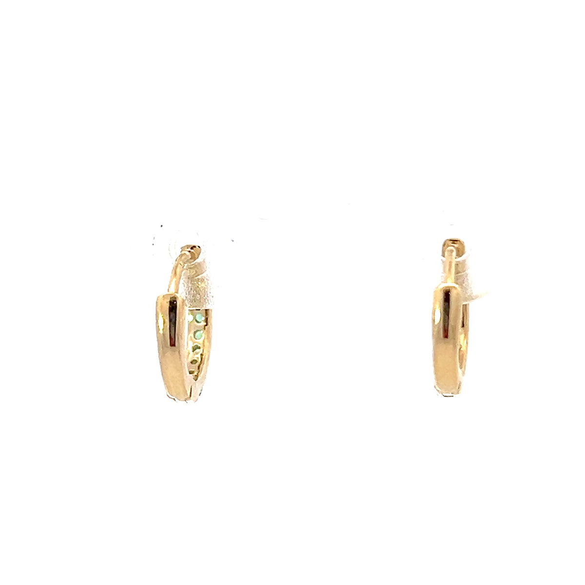 10K Yellow Gold 0.20cttw Emerald Hoop / Huggie / Hinged Earrings