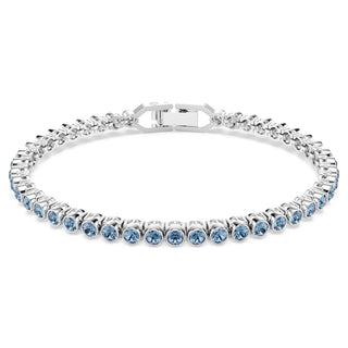 Swarovski Imber Emily Tennis bracelet, Round cut, Blue, Rhodium plated 5734239