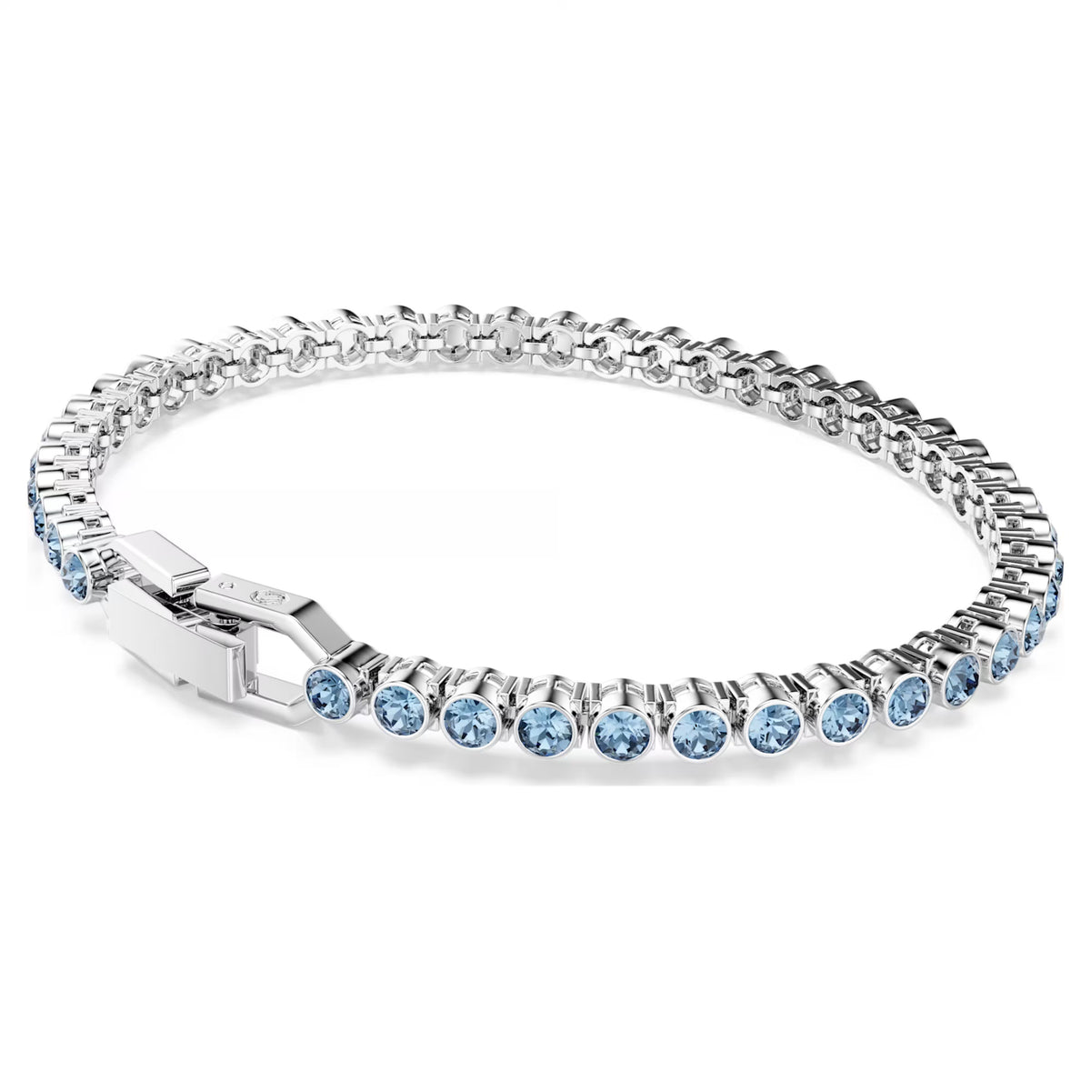 Swarovski Imber Emily Tennis bracelet, Round cut, Blue, Rhodium plated 5734239