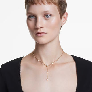 Swarovski - Imber Y necklace Round cut, White, 18k gold plated - 5684510