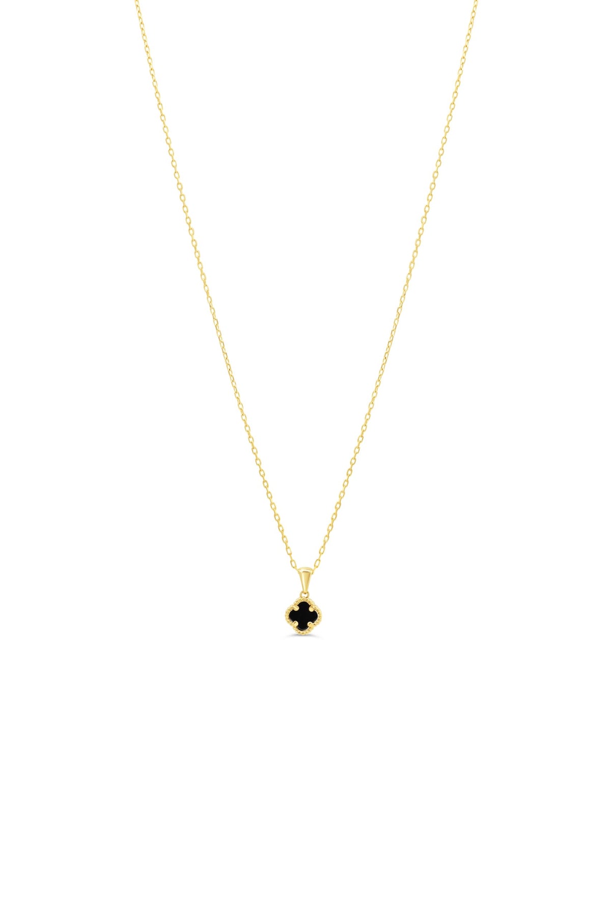10K Yellow Gold Black Onyx Clover Charm