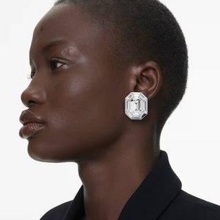 Swarovski - Lucent clip earrings, Octagon cut, White - 5698525 Discontinued