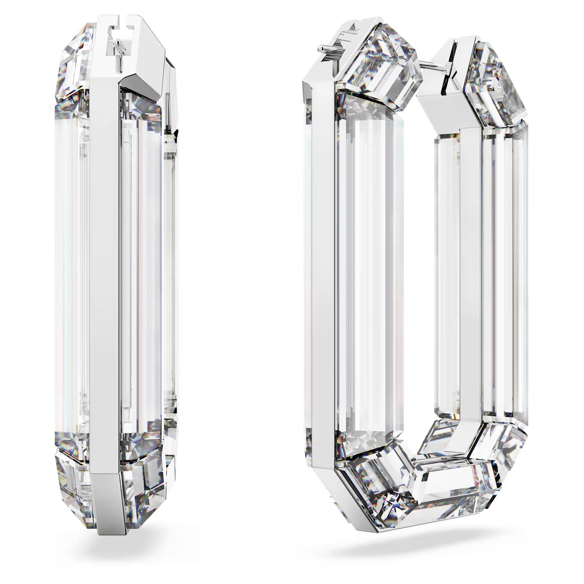 Swarovski -  Lucent hoop earrings, Statement, Octagon shape, White - 5671087