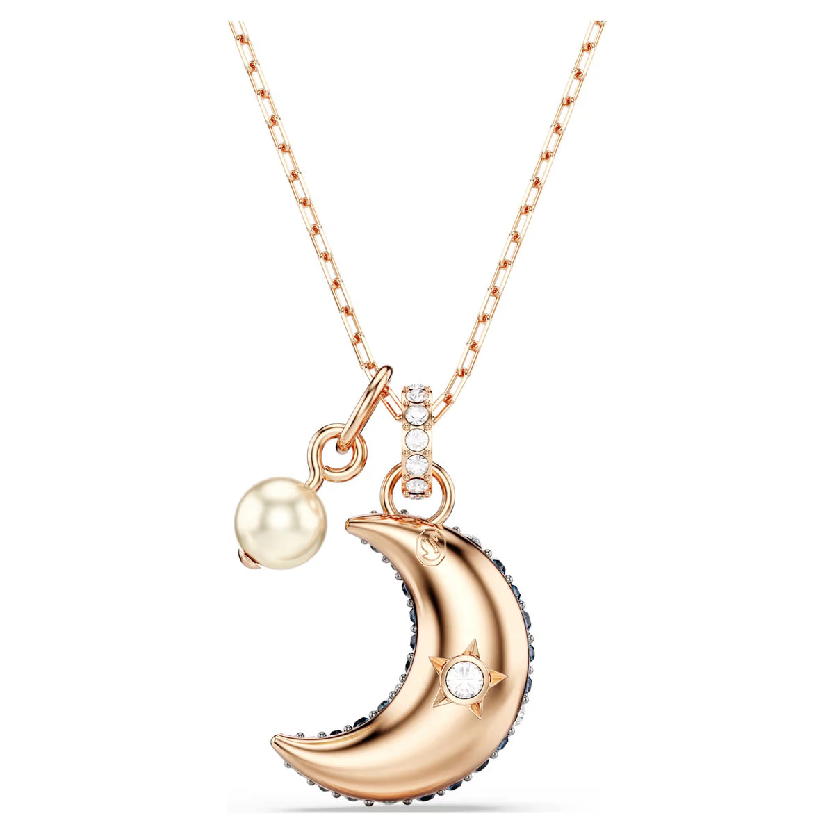 Swarovski Sublima/Luna pendant Crystal pearl, Moon, Multicoloured, 18k rose gold plated - 5671585