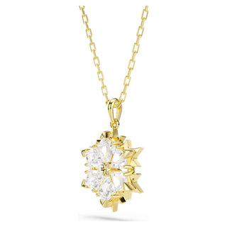 Swarovski Magic pendant, Mixed cuts, Snowflake, White, 18K gold finish 5757788