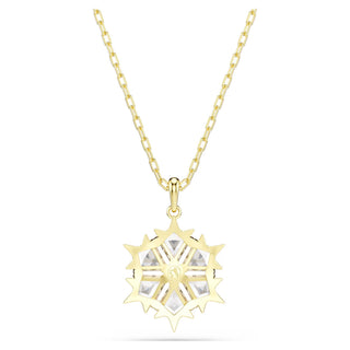 Swarovski Magic pendant, Mixed cuts, Snowflake, White, 18K gold finish 5757788