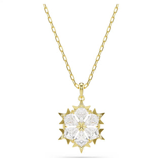 Swarovski Magic pendant, Mixed cuts, Snowflake, White, 18K gold finish 5757788