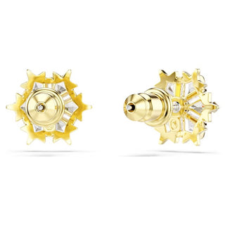 Swarovski Magic stud earrings, Mixed cuts, Snowflake, White, 18K gold finish 5757816